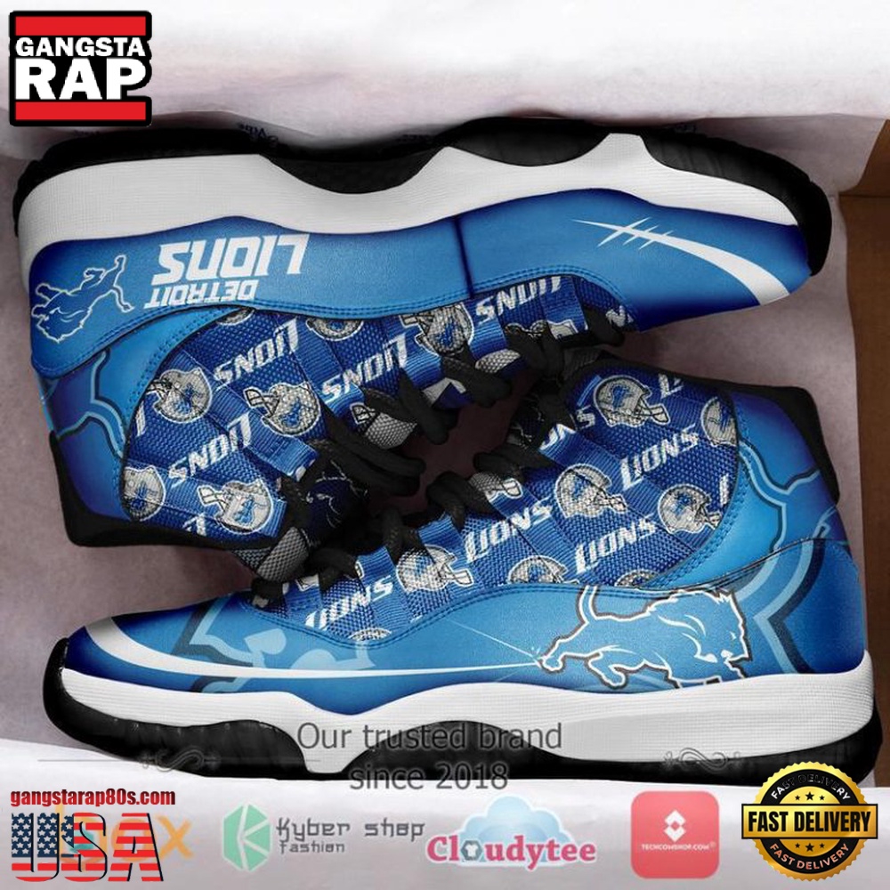 NFL Detroit Lions Unique Design Air Jordan 11 Running Sneaker Shoes NFL Detroit Lions Unique Design Air Jordan 11 Running Sneaker Shoes