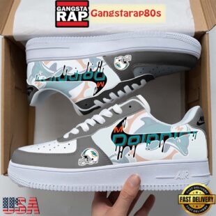NFL Miami Dolphins Team Logo Unique Air Force 1 Shoes Running Sneakers