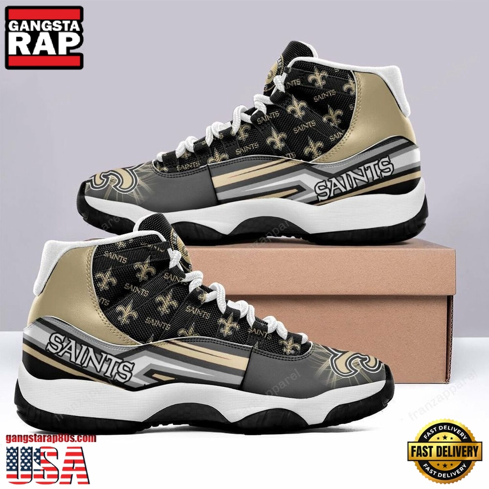 NFL New Orleans Saints Team Unique Design Air Jordan 11 Shoes NFL New Orleans Saints Team Unique Design Air Jordan 11 Shoes