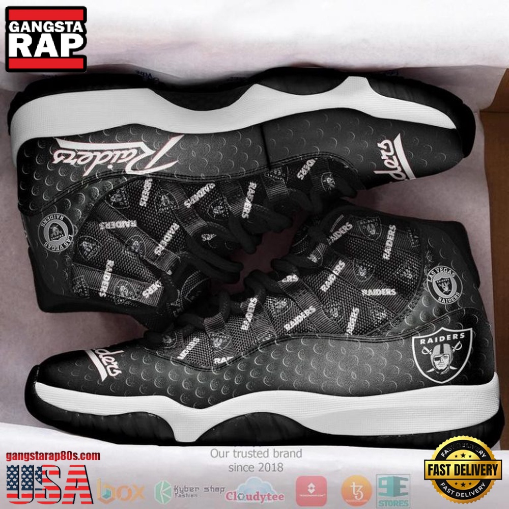 NFL Oakland Raiders Black Unique Design Air Jordan 11 Sneaker Shoes NFL Oakland Raiders Black Unique Design Air Jordan 11 Sneaker Shoes
