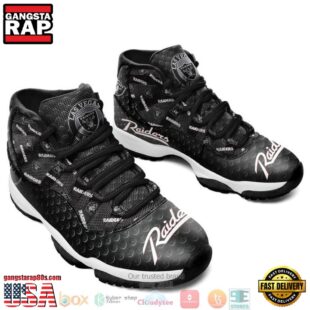 NFL Oakland Raiders Black Unique Design Air Jordan 11 Sneaker Shoes