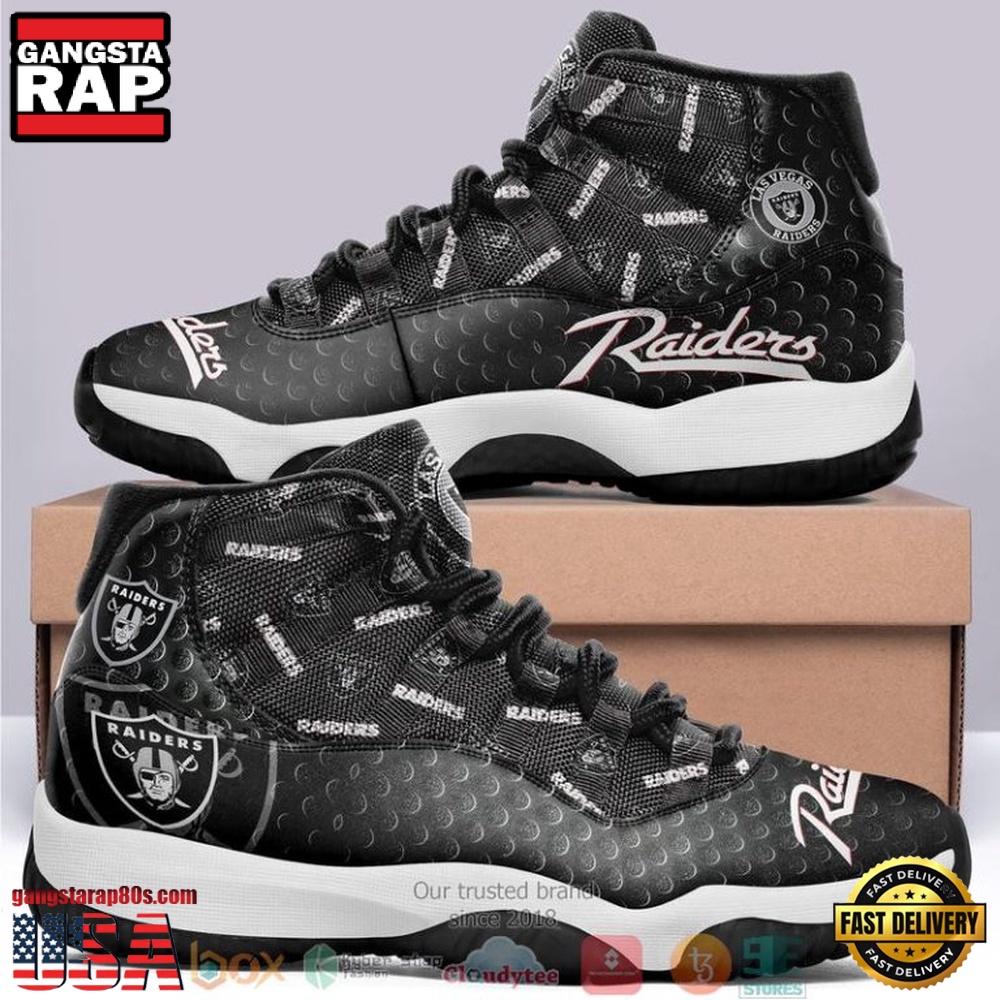 NFL Oakland Raiders Black Unique Design Air Jordan 11 Sneaker Shoes NFL Oakland Raiders Black Unique Design Air Jordan 11 Sneaker Shoes