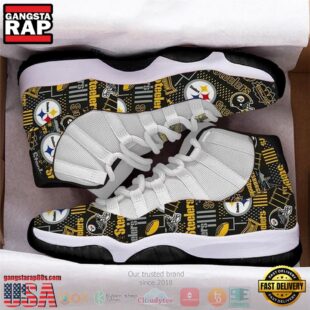 NFL Pittsburgh Steelers Black Unique Design Air Jordan 11 Shoes