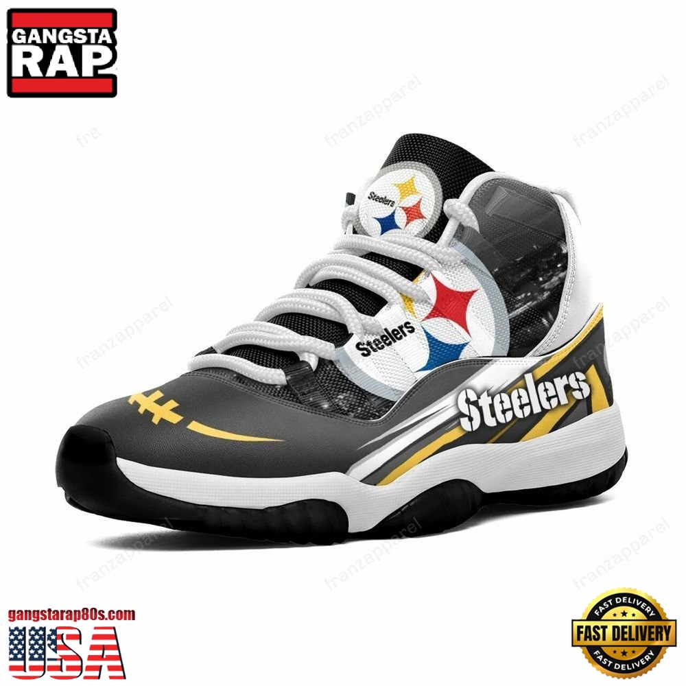 NFL Pittsburgh Steelers Black Version Unique Design Air Jordan 11 Shoes NFL Pittsburgh Steelers Black Version Unique Design Air Jordan 11 Shoes