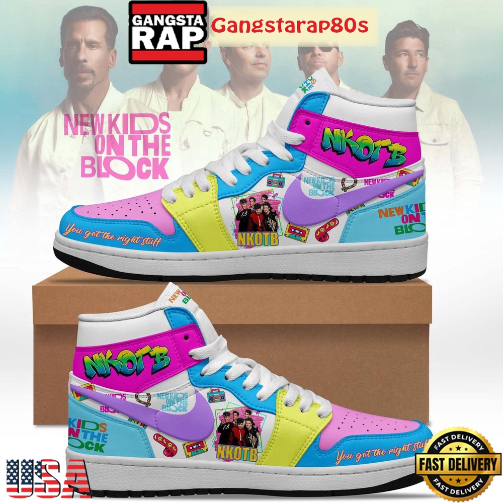 NKOTB You Got The Right Stuff Limited Edition Air Jordan 1 Sneakers Shoes NKOTB You Got The Right Stuff Limited Edition Air Jordan 1 Sneakers Shoes