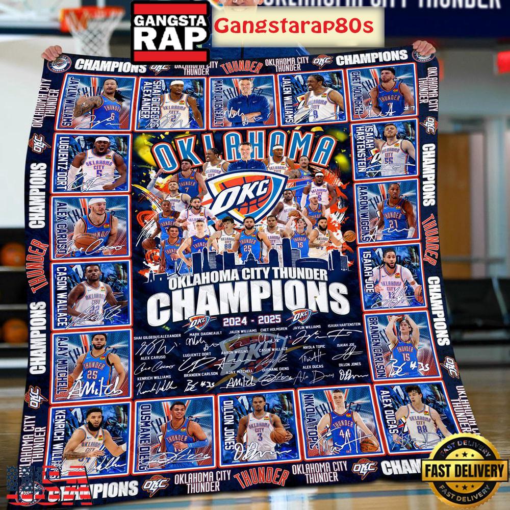 Oklahoma City Thunder NBA Finals Champions 2025 Fleece Blanket Quilt Oklahoma City Thunder NBA Finals Champions 2025 Fleece Blanket Quilt
