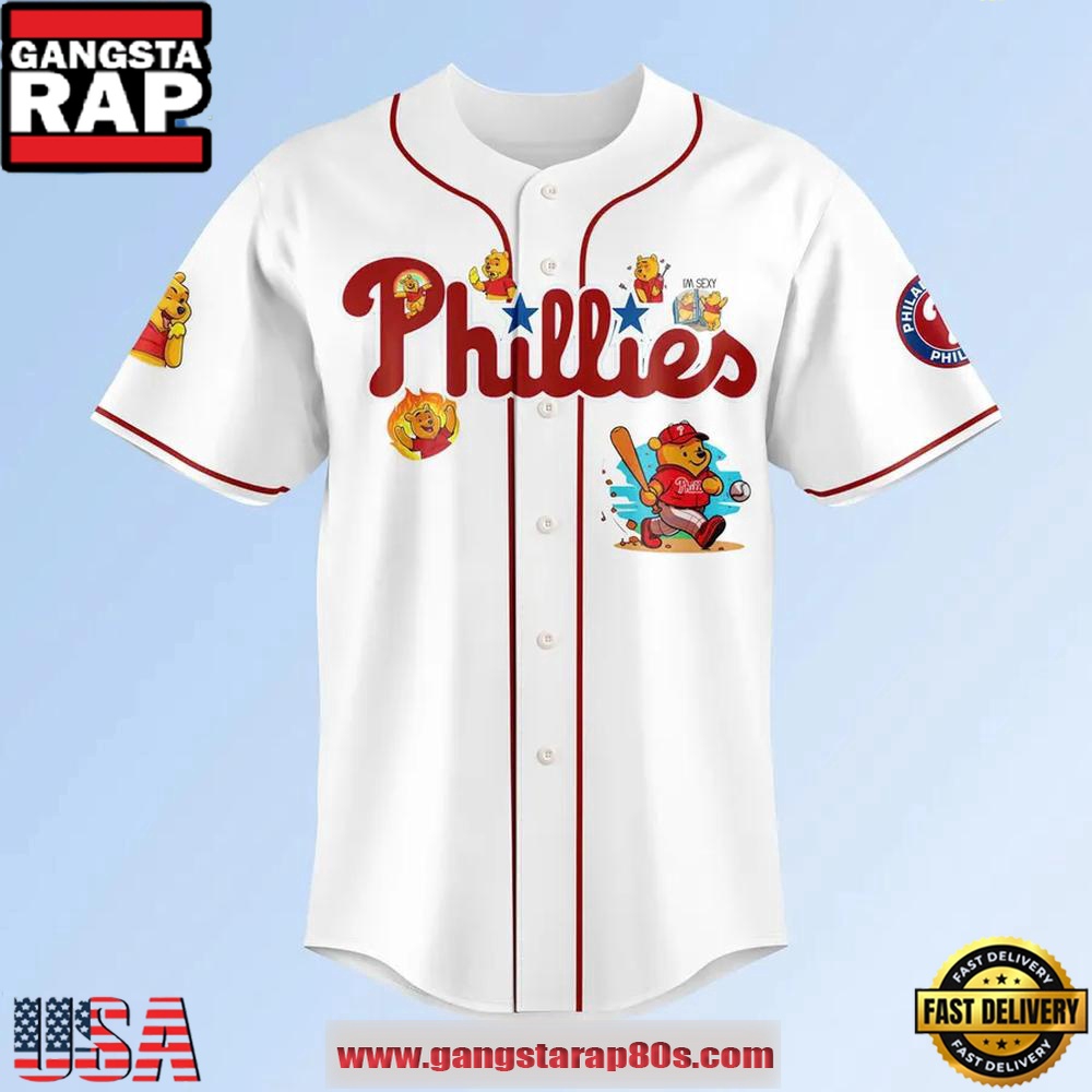 Philadelphia Phillies x Pooh Bear Limited Edition Custom Baseball Jersey Shirt Philadelphia Phillies x Pooh Bear Limited Edition Custom Baseball Jersey Shirt