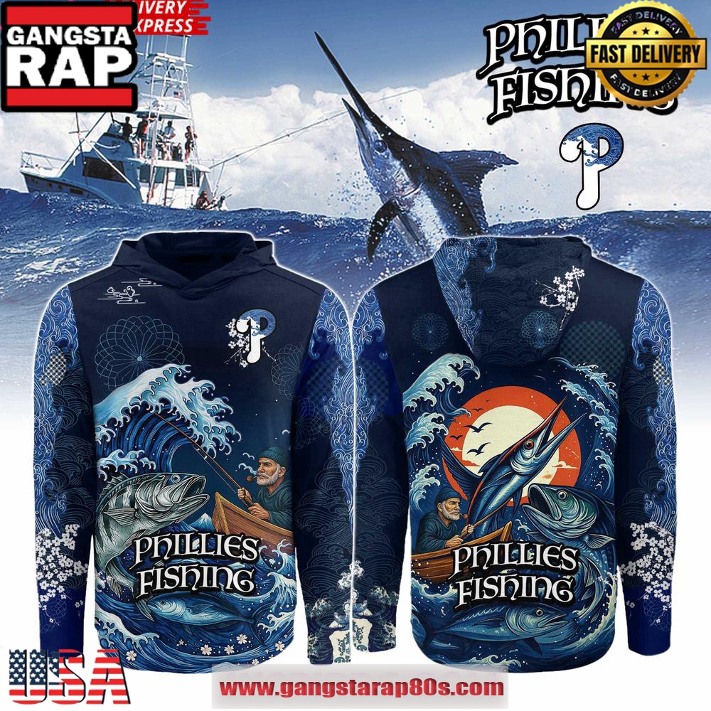 Philadelphia Phillies x Wave Hunter Fishing Limited All Over Print Hoodie Philadelphia Phillies x Wave Hunter Fishing Limited All Over Print Hoodie