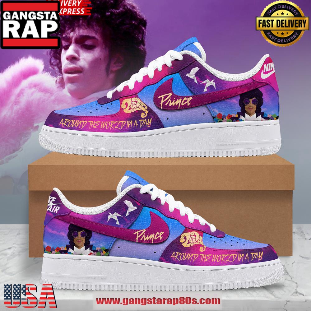 Prince Around the World in a Day Limited Edition Air Force 1 Running Sneakers Shoes Prince Around the World in a Day Limited Edition Air Force 1 Running Sneakers Shoes