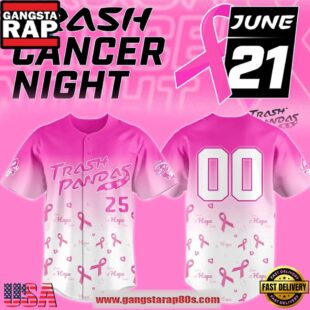 Rocket City Trash Pandas Cancer Night Limited Edition Pink Custom Baseball Jersey Shirt