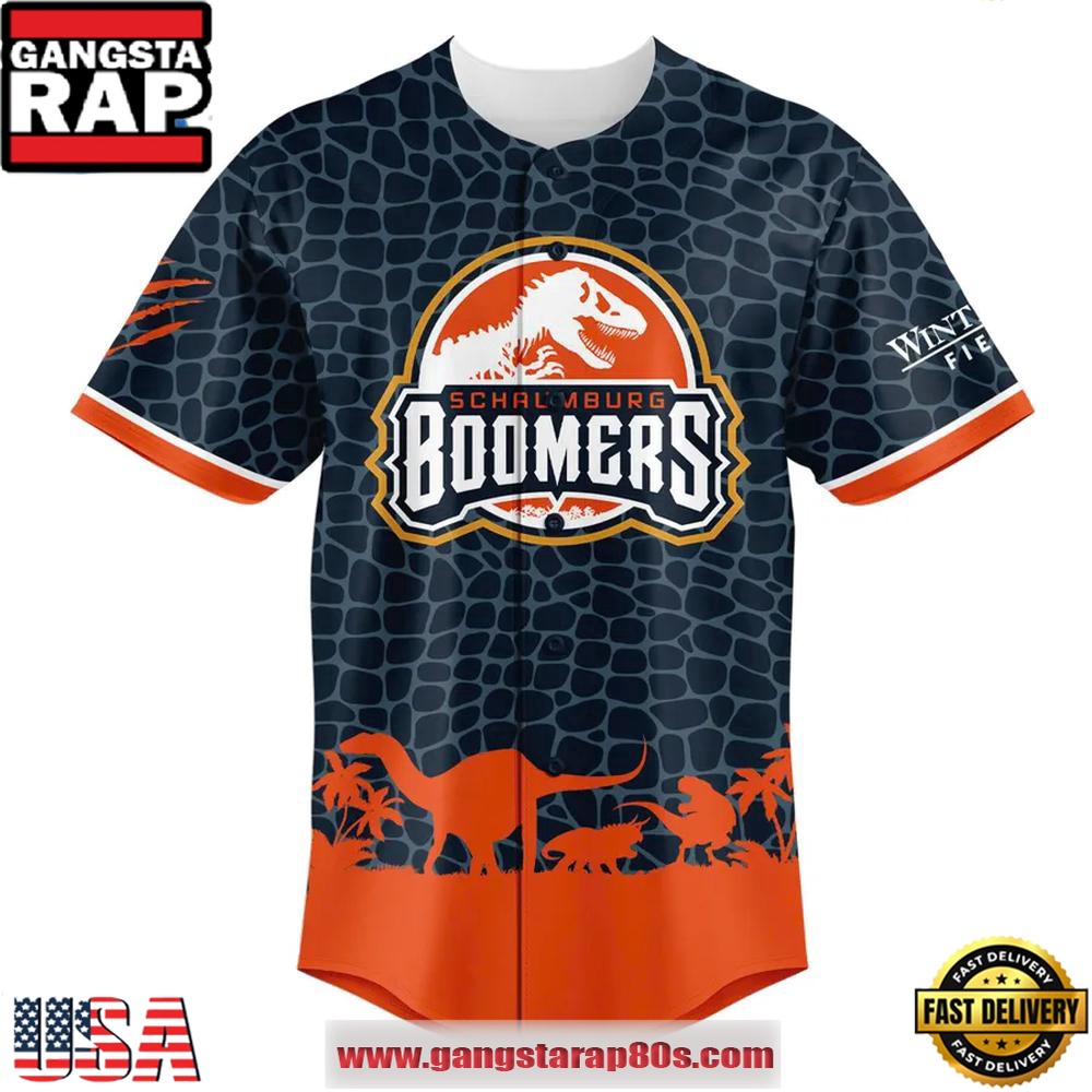 Schaumburg Boomers Jurassic Ballpark Limited Edition Baseball Jersey Shirt Schaumburg Boomers Jurassic Ballpark Limited Edition Baseball Jersey Shirt