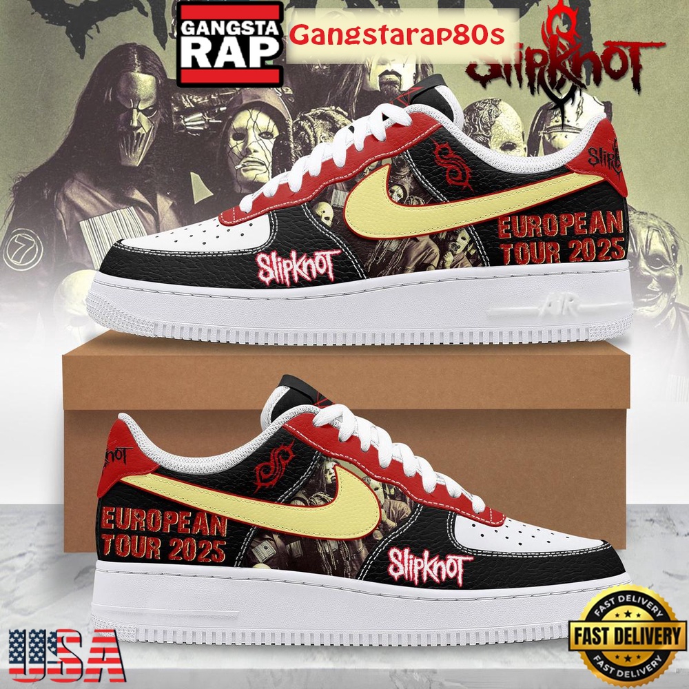 Slipknot European Tour 2025 Special Edition Air Force 1 Shoes Running Sneakers Slipknot European Tour 2025 Special Edition Air Force 1 Shoes Running Sneakers