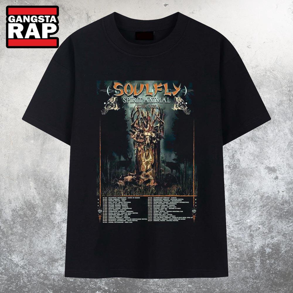 Soulfly Spirit Animal Tour Dates List 2025 T Shirt Soulfly Spirit Animal Tour Dates List 2025 T Shirt