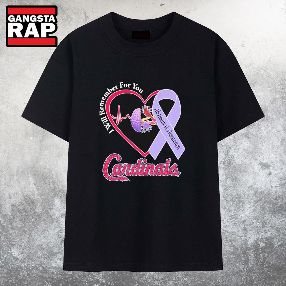 St Louis Cardinals I Will Remember For You Alzheimer’s Awareness Heartbeat Brain T-Shirt St Louis Cardinals I Will Remember For You Alzheimer’s Awareness Heartbeat Brain T-Shirt
