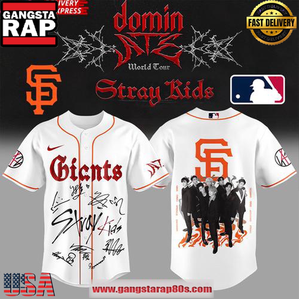 Stray Kids x San Francisco Giants Dominate World Tour Flame Edition Baseball Jersey Stray Kids x San Francisco Giants Dominate World Tour Flame Edition Baseball Jersey