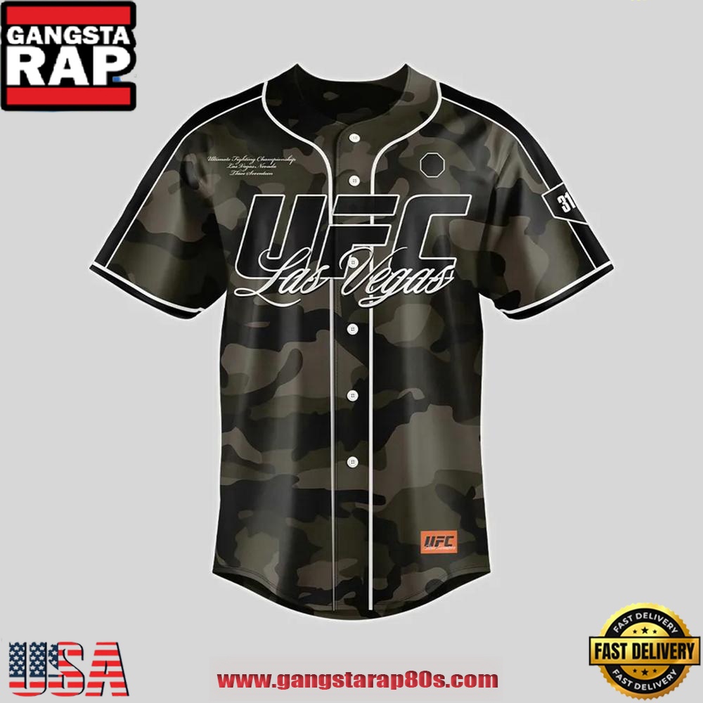 UFC 317 Las Vegas Limited Edition Camo Baseball Jersey Shirt UFC 317 Las Vegas Limited Edition Camo Baseball Jersey Shirt