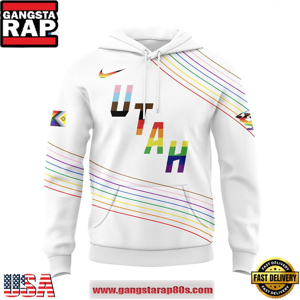 Utah Mammoth Happy Pride Month White All Over Print Hoodie Utah Mammoth Happy Pride Month White All Over Print Hoodie