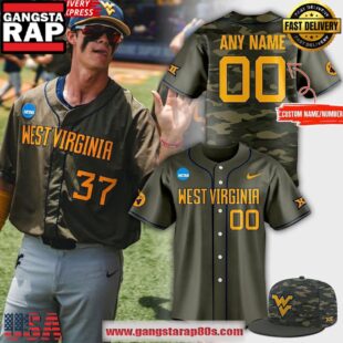 West Virginia Mountaineers Military Appreciation 2025 Camo Baseball Jersey Shirts