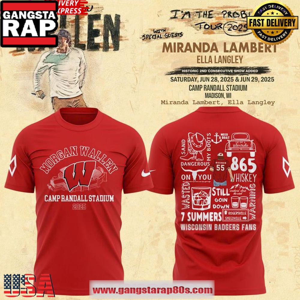 Wisconsin Badgers x Morgan Wallen Tour 2025 T-Shirt Wisconsin Badgers x Morgan Wallen Tour 2025 T-Shirt