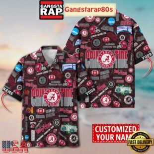Alabama Crimson Tide Solgan Roll Tide Roll True Fan Spirit Custom Name Aloha Hawaiian Shirt