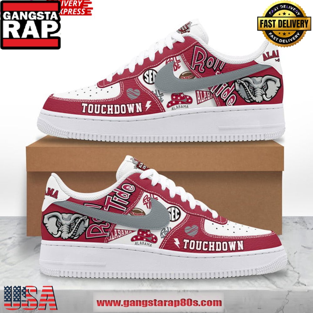 Alabama Crimson Tide Touchdown Air Force 1 Running Sneakers Shoes Alabama Crimson Tide Touchdown Air Force 1 Running Sneakers Shoes