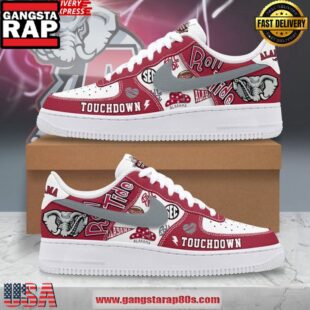 Alabama Crimson Tide Touchdown Nike Air Force 1 Running Sneakers Shoes