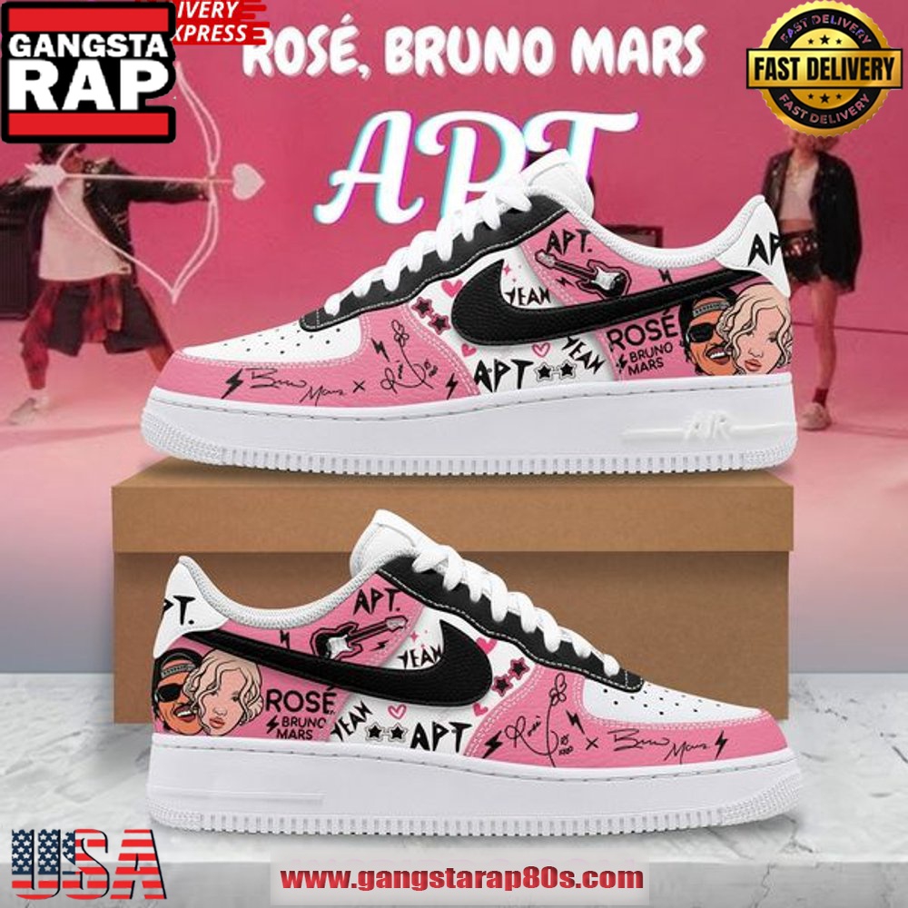 APT Bruno Mars x Ros? Limited Edition Air Force 1 Running Sneakers APT Bruno Mars x Ros? Limited Edition Air Force 1 Running Sneakers