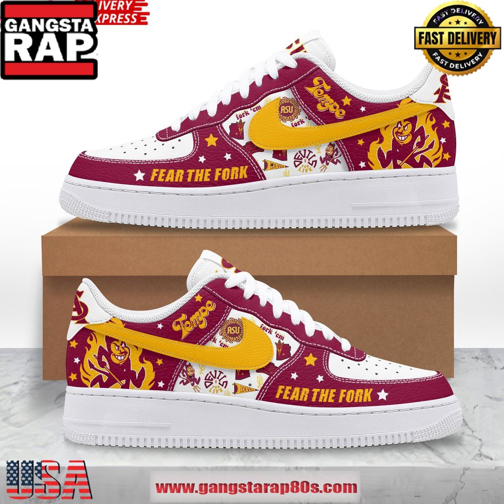 Arizona State Sun Devils Fear The Fork Limited Air Force 1 Running Sneakers Shoes Arizona State Sun Devils Fear The Fork Limited Air Force 1 Running Sneakers Shoes