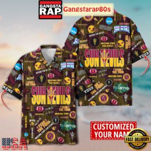 Arizona State Sun Devils Solgan Fear The Fork True Fan Spirit Custom Name Aloha Hawaiian Shirt
