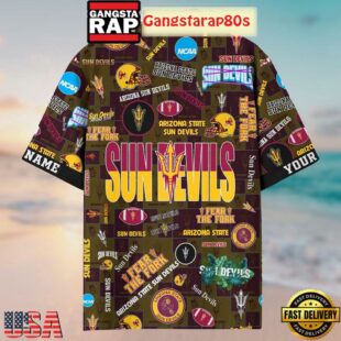 Arizona State Sun Devils Solgan Fear The Fork True Fan Spirit Custom Name Aloha Hawaiian Shirt