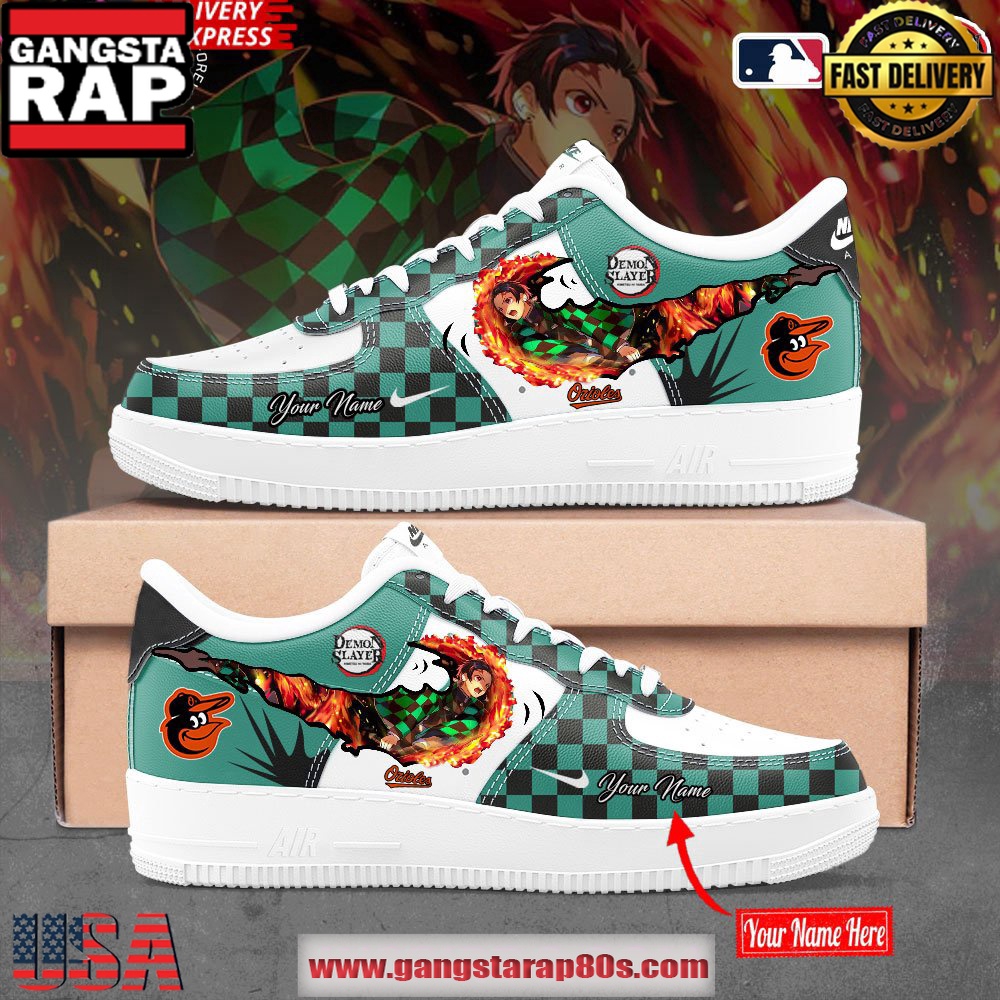 Baltimore Orioles x Demon Slayer Limited Air Force 1 Running Sneakers Shoes Baltimore Orioles x Demon Slayer Limited Air Force 1 Running Sneakers Shoes