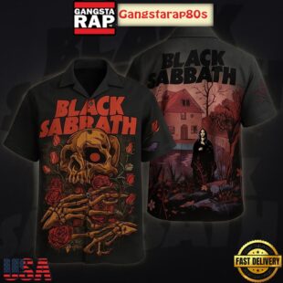 Black Sabbath Rose Skull 2025 Aloha Hawaiian Shirt