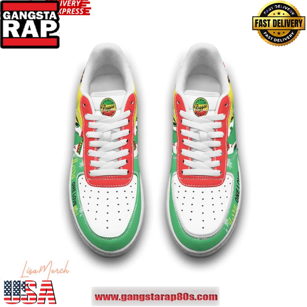 Bob Marley Merry Christmas Limited Edition Air Force 1 Running Sneakers Shoes Bob Marley Merry Christmas Limited Edition Air Force 1 Running Sneakers Shoes