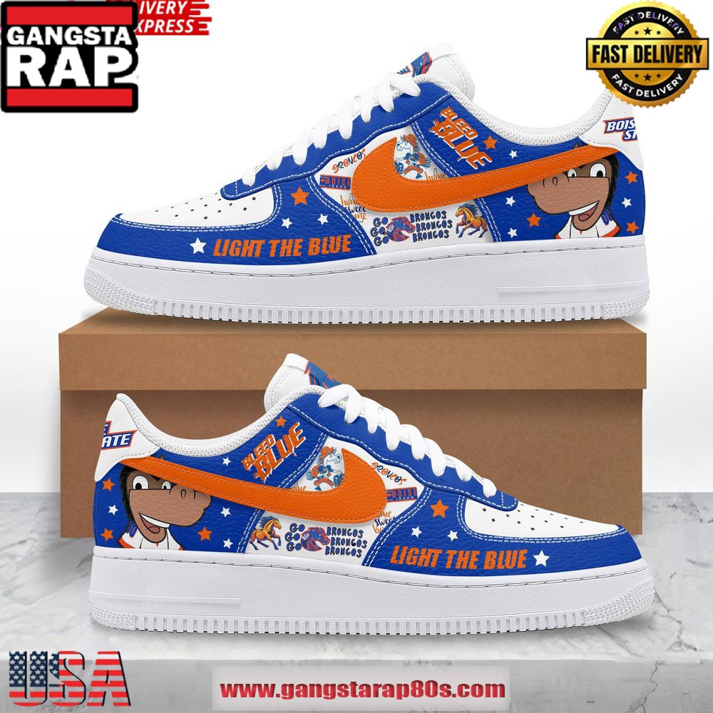 Boise State Broncos Light The Blue Limited Edition Air Force 1 Running Sneakers Shoes Boise State Broncos Light The Blue Limited Edition Air Force 1 Running Sneakers Shoes