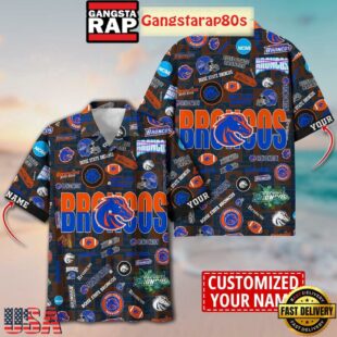 Boise State Broncos Solgan Bronco Nation True Fan Spirit Custom Name Aloha Hawaiian Shirt
