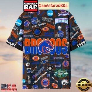 Boise State Broncos Solgan Bronco Nation True Fan Spirit Custom Name Aloha Hawaiian Shirt