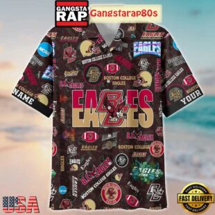 Boston College Eagles Solgan BC Eagles True Fan Spirit Custom Name Aloha Hawaiian Shirt