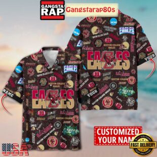 Boston College Eagles Solgan BC Eagles True Fan Spirit Custom Name Aloha Hawaiian Shirt