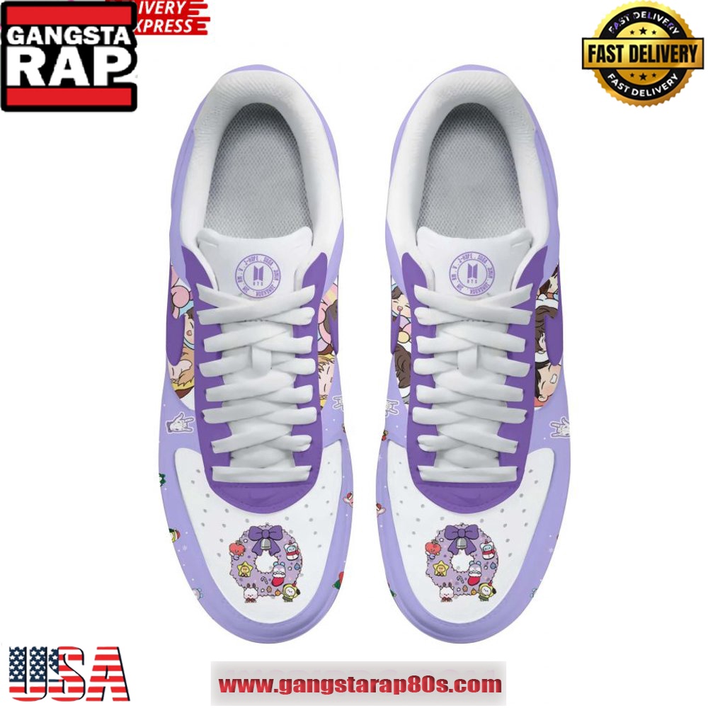 BTS Purple Christmas Holiday Special Air Force 1 Running Sneakers Shoes BTS Purple Christmas Holiday Special Air Force 1 Running Sneakers Shoes