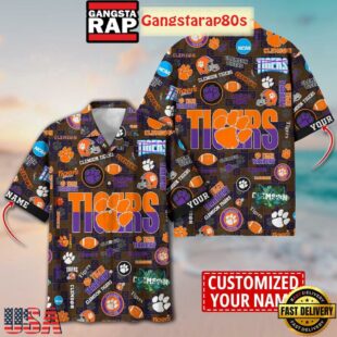 Clemson Tigers Solgan Tiger Territory True Fan Spirit Custom Name Aloha Hawaiian Shirt