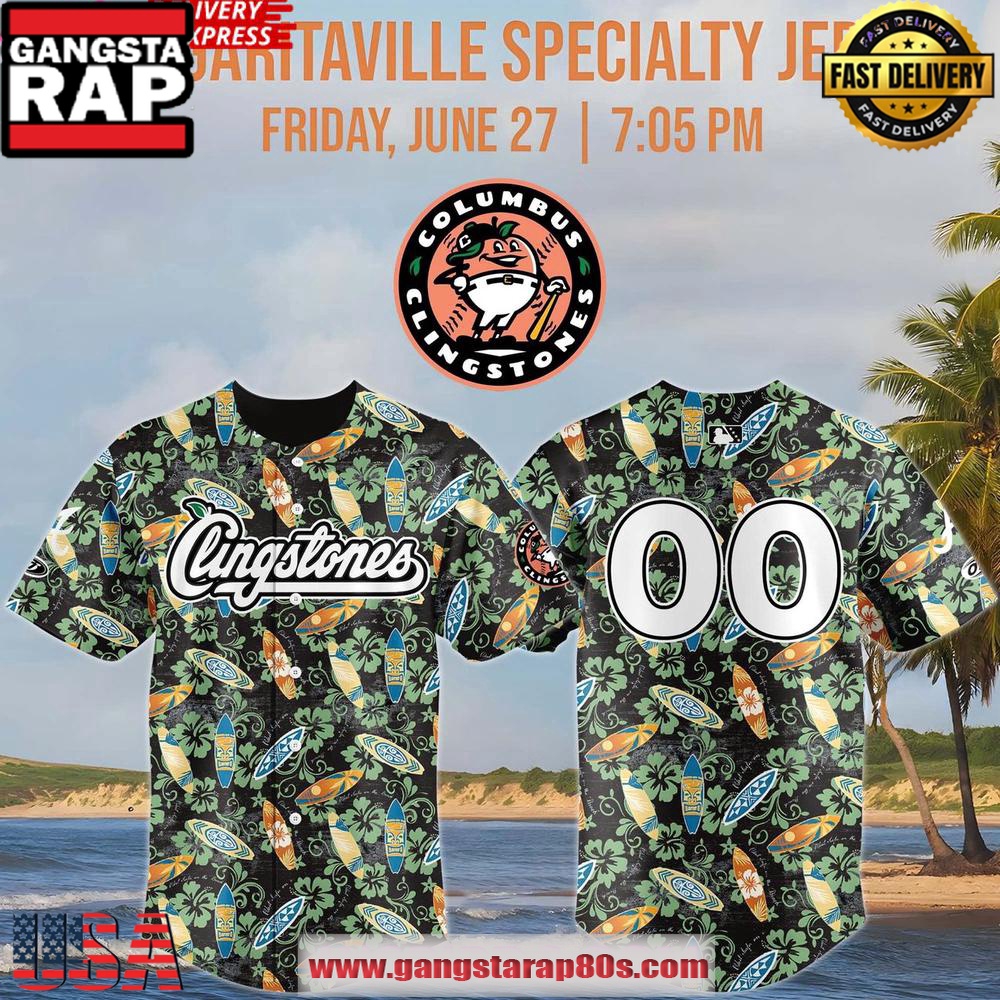 Columbus Clingstones x Margaritaville Specialty Baseball Jersey Shirt Columbus Clingstones x Margaritaville Specialty Baseball Jersey Shirt