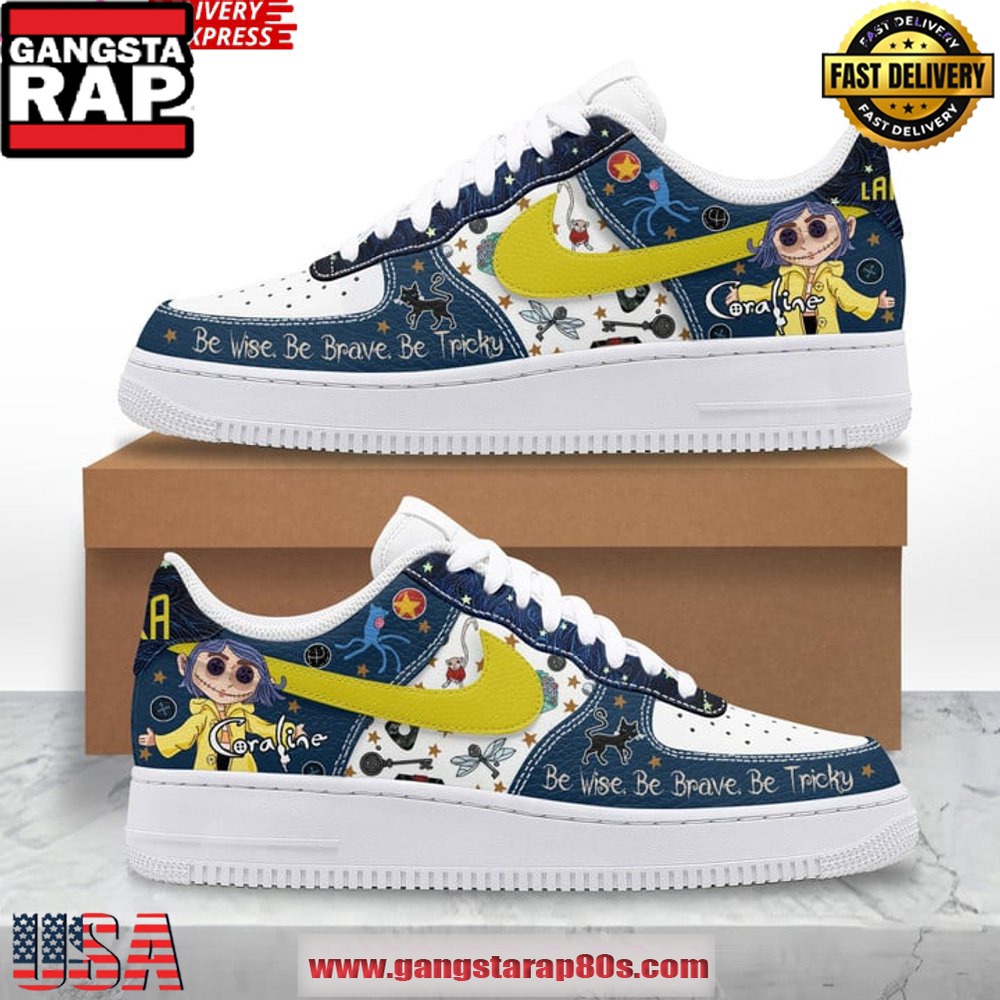Coraline Be Wise Be Brave Be Tricky Air Force 1 Running Sneakers Shoes Coraline Be Wise Be Brave Be Tricky Air Force 1 Running Sneakers Shoes