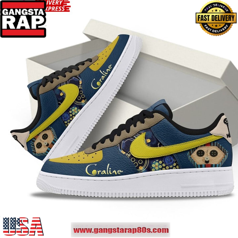 Coraline Halloween Limited Edition Air Force 1 Running Sneakers Shoes Coraline Halloween Limited Edition Air Force 1 Running Sneakers Shoes