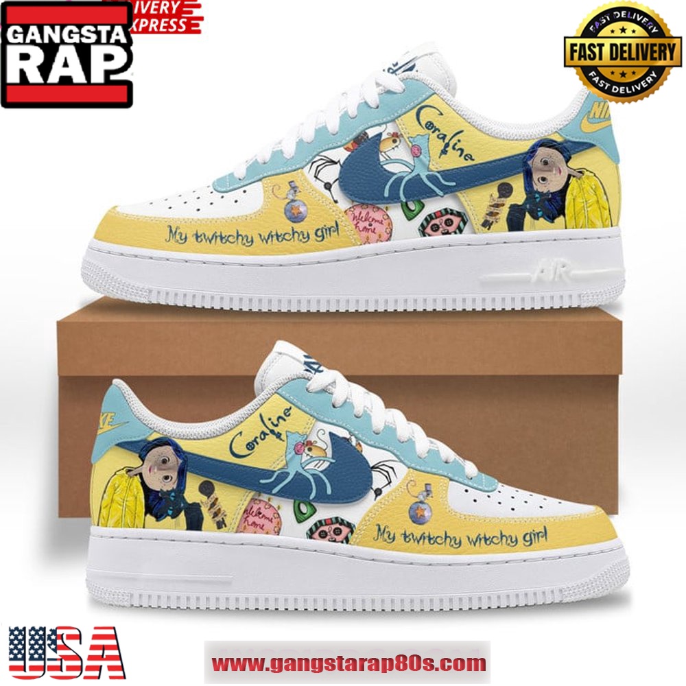 Coraline Twitchy Witchy Girl Air Force 1 Running Sneakers Shoes Coraline Twitchy Witchy Girl Air Force 1 Running Sneakers Shoes