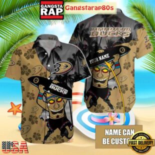 Custom Name Anaheim Ducks Tiki Vibes Summer Hawaiian Shirt
