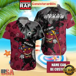 Custom Name Dallas Stars Tiki Surf Summer Hawaiian Shirt