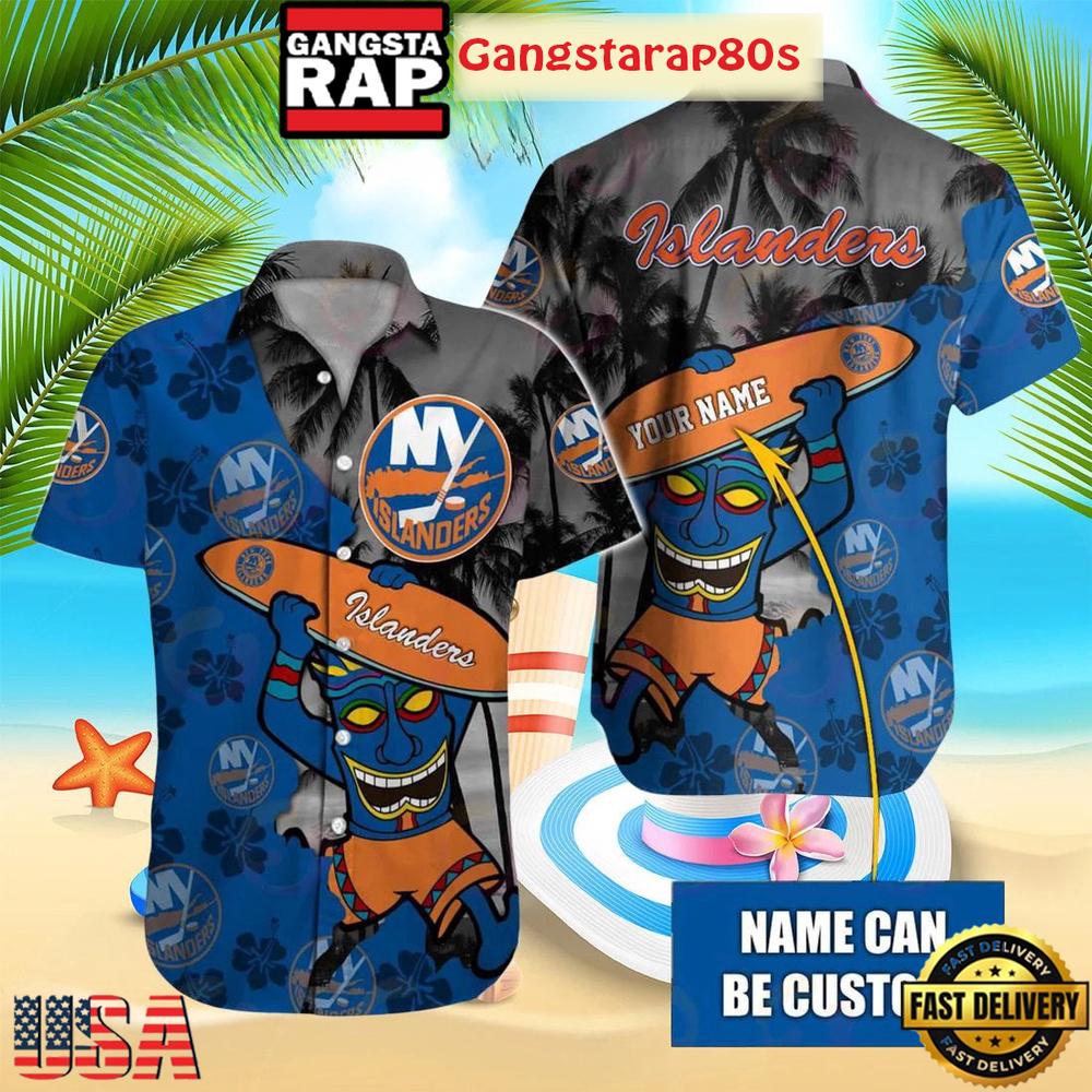 Custom Name New York Islanders Tropical Tiki Summer Aloha Hawaiian Shirt Custom Name New York Islanders Tropical Tiki Summer Aloha Hawaiian Shirt