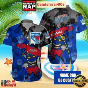 Custom Name New York Rangers Tiki Vibes Summer Hawaiian Shirt