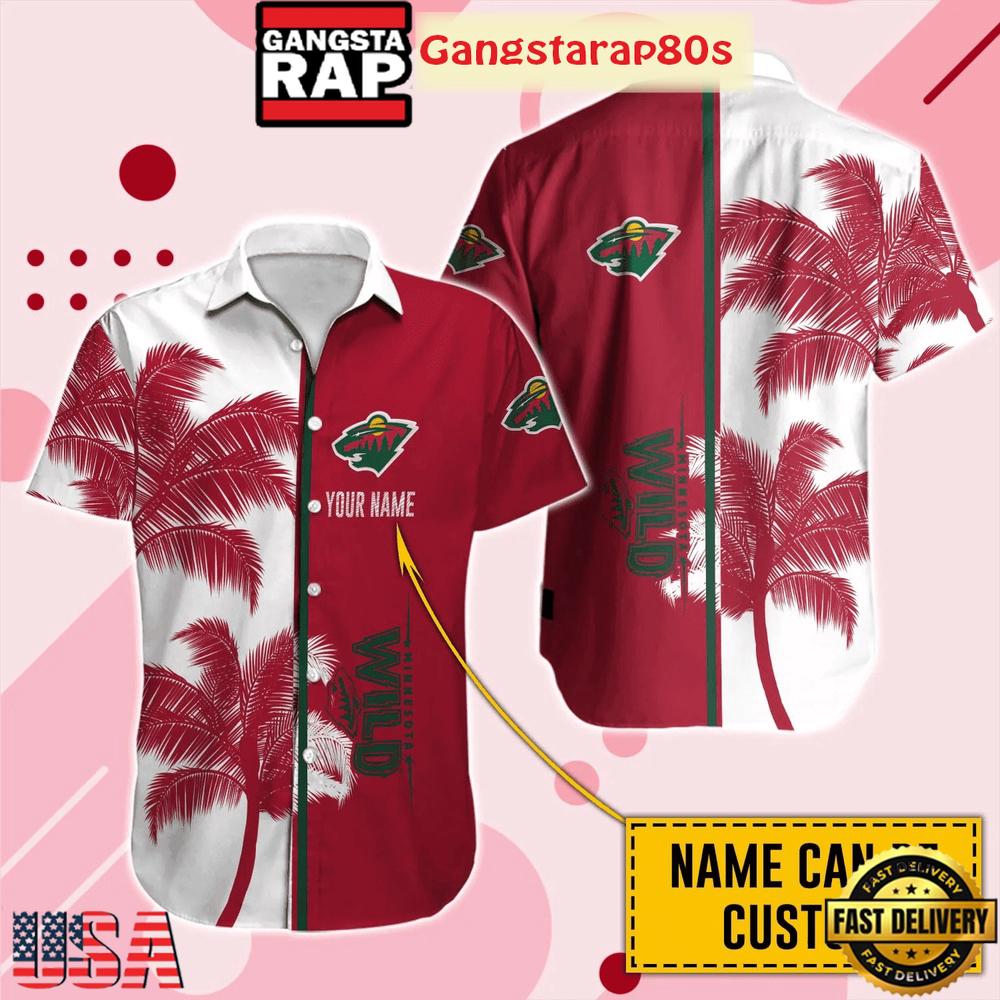 Custom Name Tropical Vibes Minnesota Wild Summer Aloha Hawaiian Shirt Custom Name Tropical Vibes Minnesota Wild Summer Aloha Hawaiian Shirt