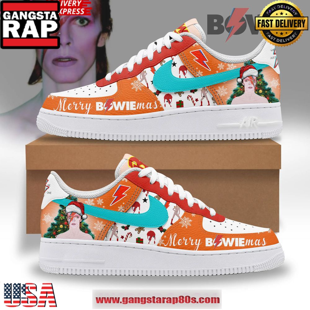 David Bowie Merry Christmas Limited Edition Air Force 1 Running Sneakers Shoes David Bowie Merry Christmas Limited Edition Air Force 1 Running Sneakers Shoes
